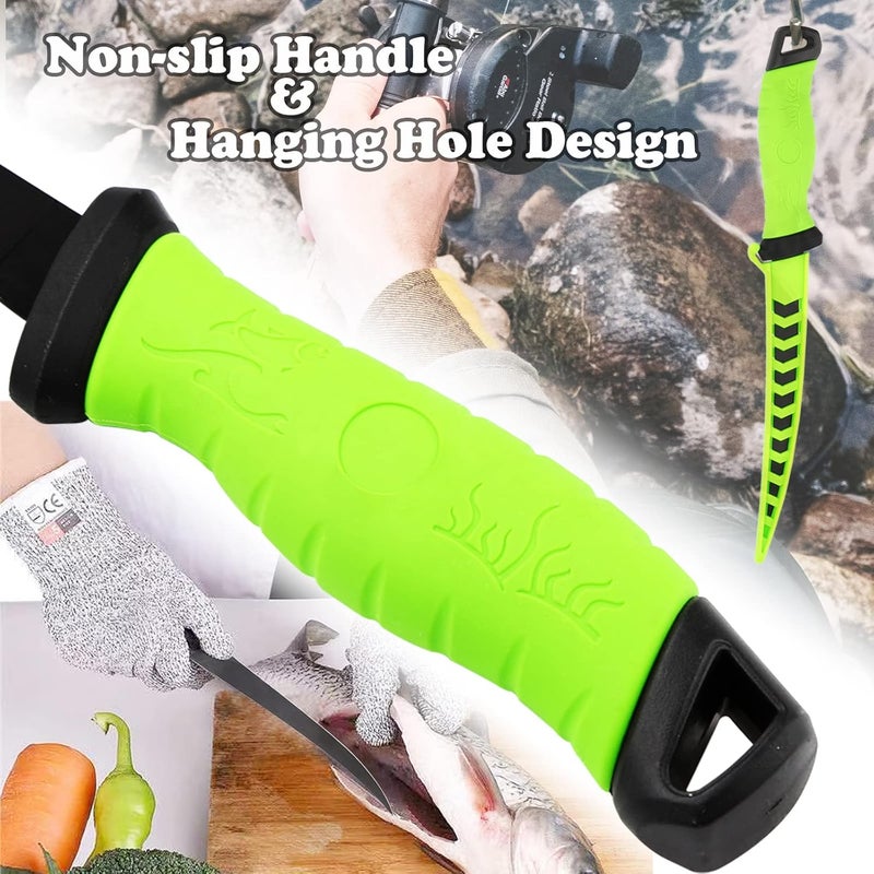 HOWORR Fillet Knife, 7 Inches Professional Filet Knife for Fish, Stainless Steel Blade Fishing Knifes with Sharpener and Cutting Resistant Gloves, Fishing Stuff, Fishing Accessories, Green - Image 5